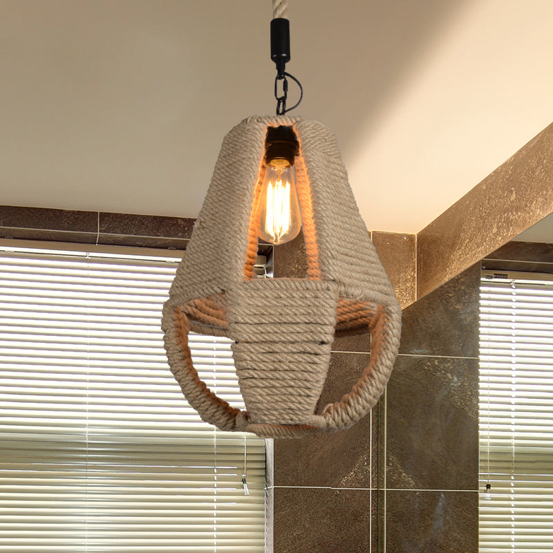 1 lichte peervorm hanglamp verlichting industrieel beige touwhangende lampkit voor koffiehuis