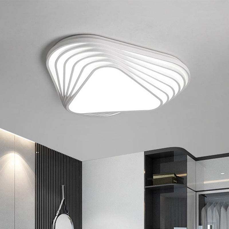 Modern Triangle Acrylic Shade Flush Mount Light Fixture White Bedroom Integrated LED Ceiling Flush Mount in Warm/White