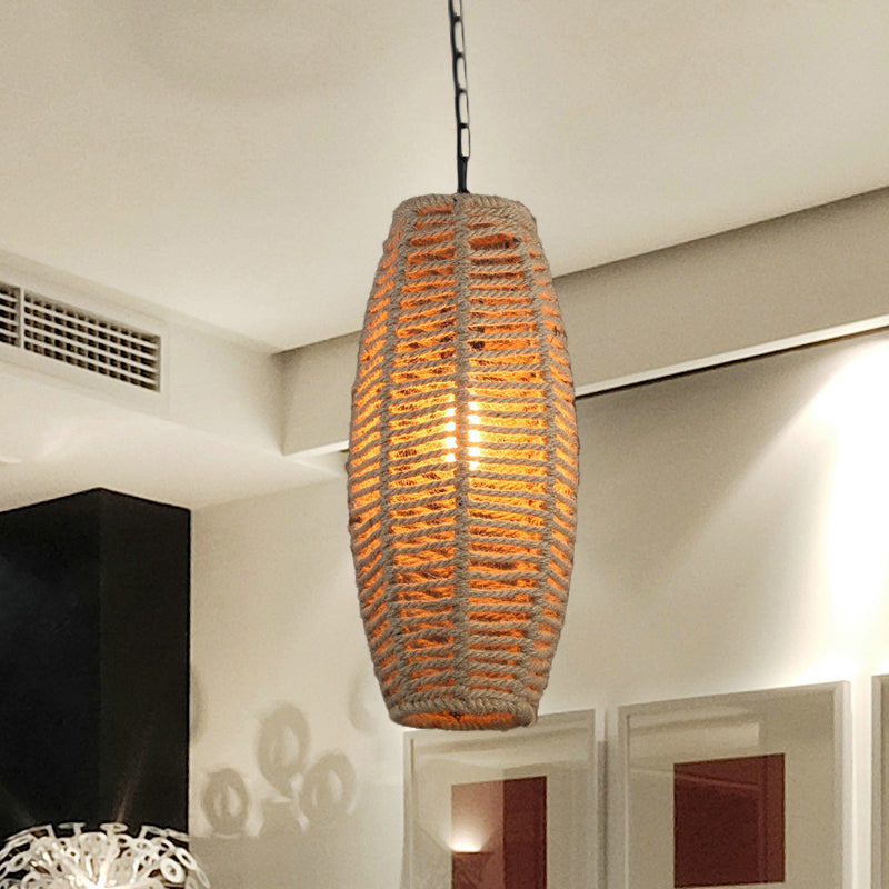 Illuminazione appesa a 1 luce Countryside Fish-Basket Forme Fungola lampada a sospensione in beige