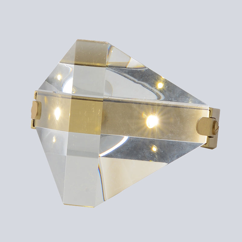 Diamond Table Lighting Contemporary Clear Crystal LED Small Desk Lamp in Brass for Bedroom