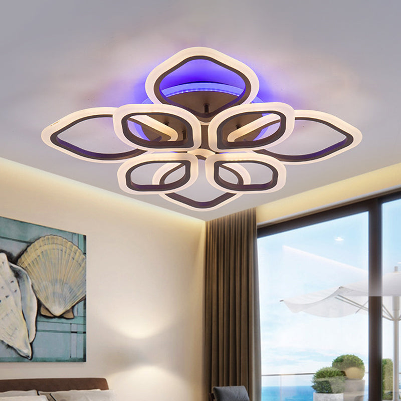 Floral-Themed LED Ceiling Lamp Contemporary Acrylic Flush Mount Light in Brown for Bedroom