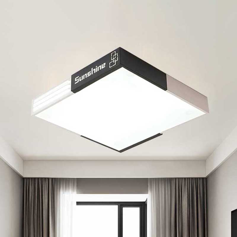 19.5 "/23.5" W Quadrato Acrilico Soffitto Illuminazione Moderna LED Living Room Flush Mount Illuminazione in Bianco