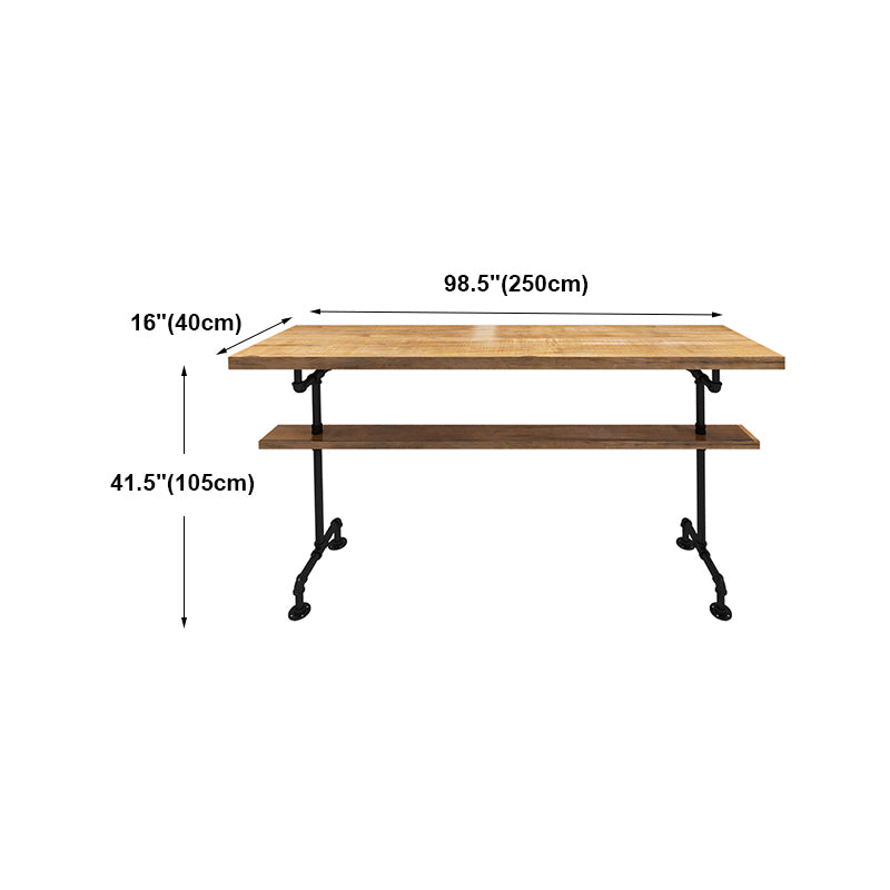 Brown Modern Style Bar Table Pine Wood and Metal Coffee Shop Bar Table