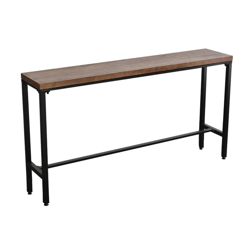 Dark Brown Modern Style Bar Table Solid Wood and Metal Coffee Shop Bar Table