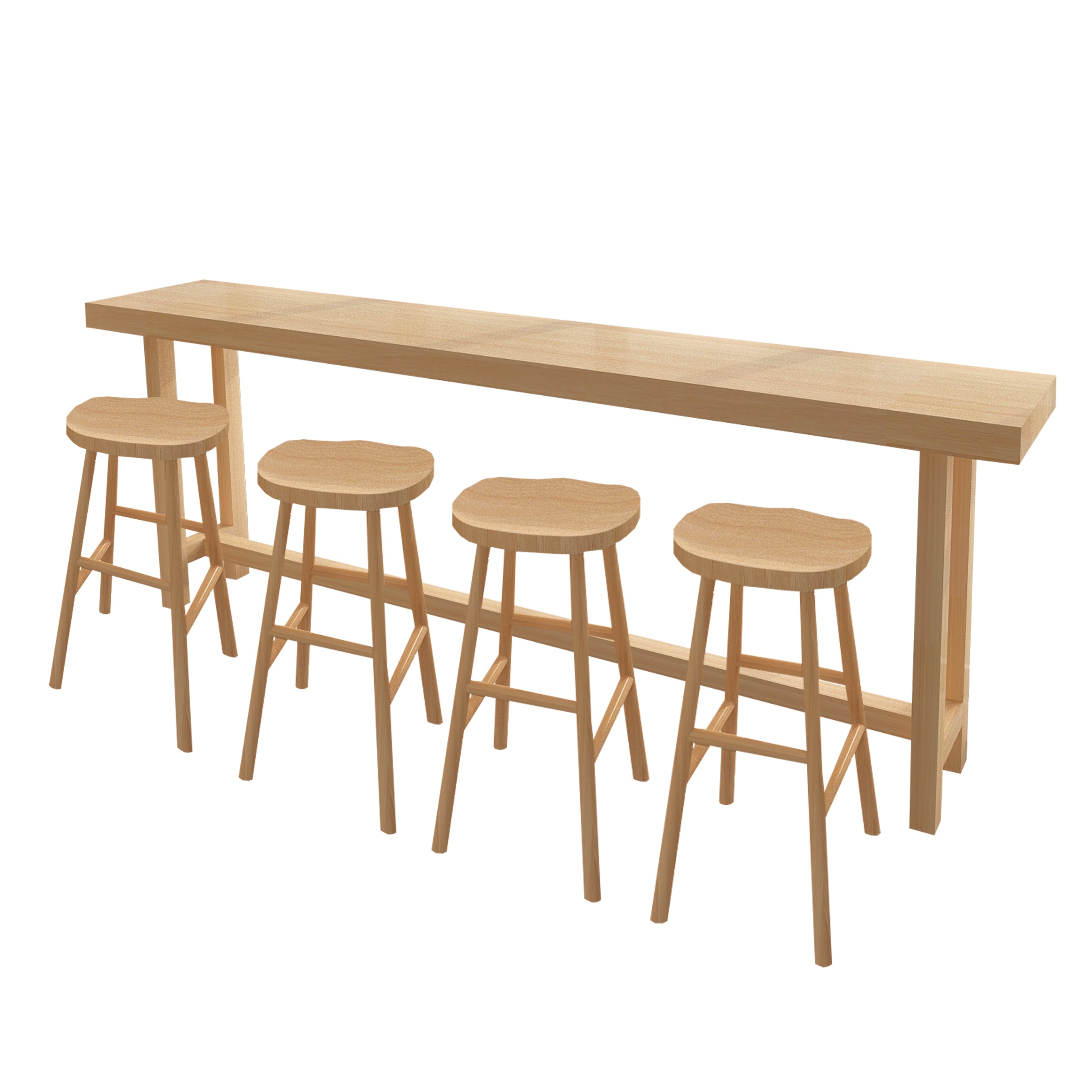 Industrial Style Light Brown Bar Table Solid Wood Milk Tea Shop Casual Bar Table