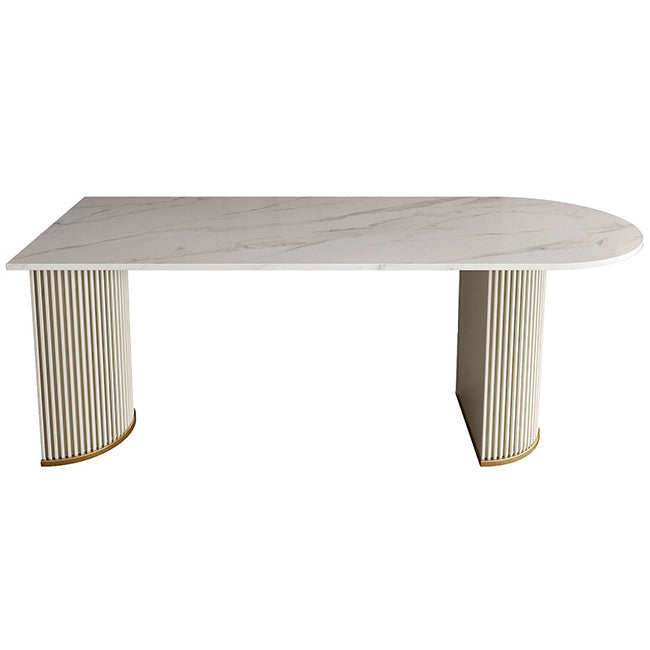 Traditionele luxe eettafel witte sinters stenen tafel voor keuken