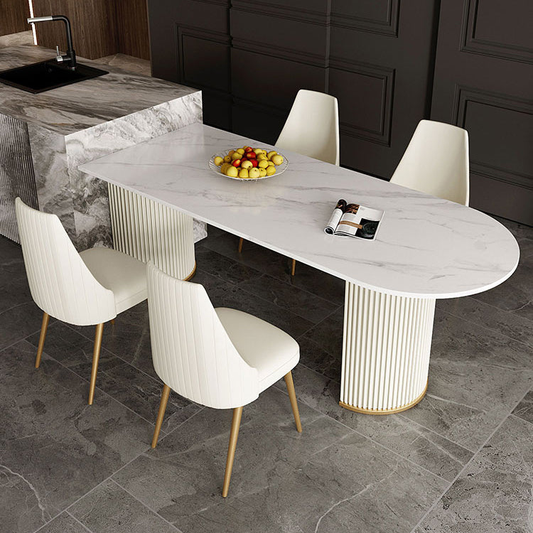 Traditional Luxury Dining Table White Sintered Stone Table for Kitchen