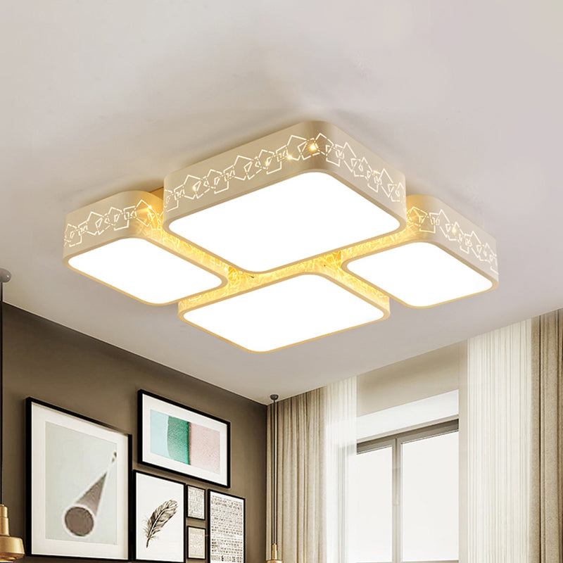 Modern LED Ceiling Flush Mount with Acrylic Shade White Squared Ceiling Light in Warm/White Lighting