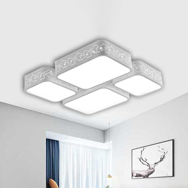 Modern LED Ceiling Flush Mount with Acrylic Shade White Squared Ceiling Light in Warm/White Lighting