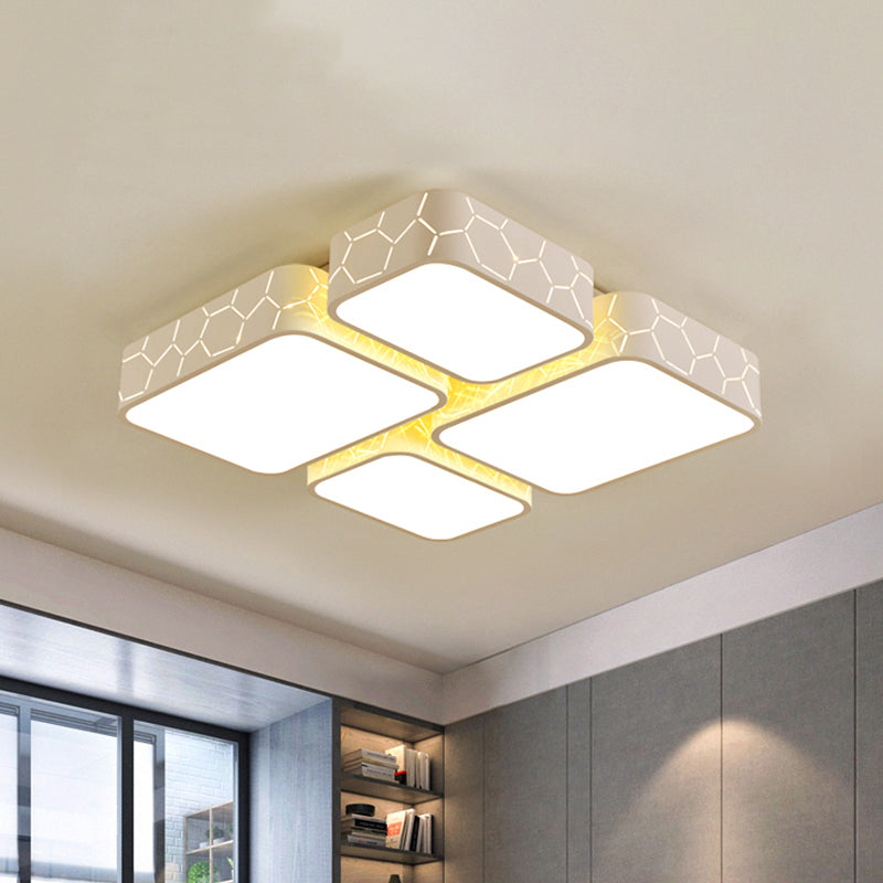 White Finish Square Ceiling Beleuchtung Zeitgenössische Warm/Weiß Beleuchtung LED Acryl Flush Mount Licht für Schlafzimmer