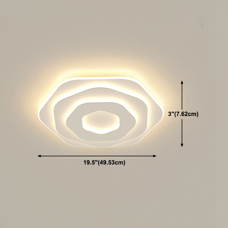 Moderno Flush Light Fixtures Hexagon Iron 1 Light Flush Montaggio Lampada in bianco