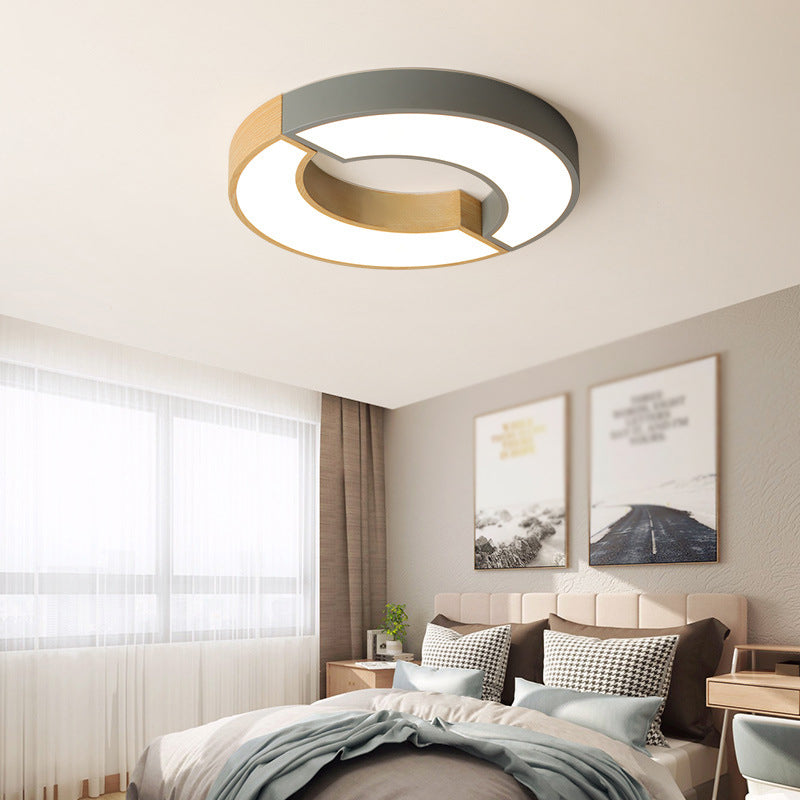 2 Light Circle Ceiling Light Modern Macaron Style Metal Ceiling Lighting for Bedroom