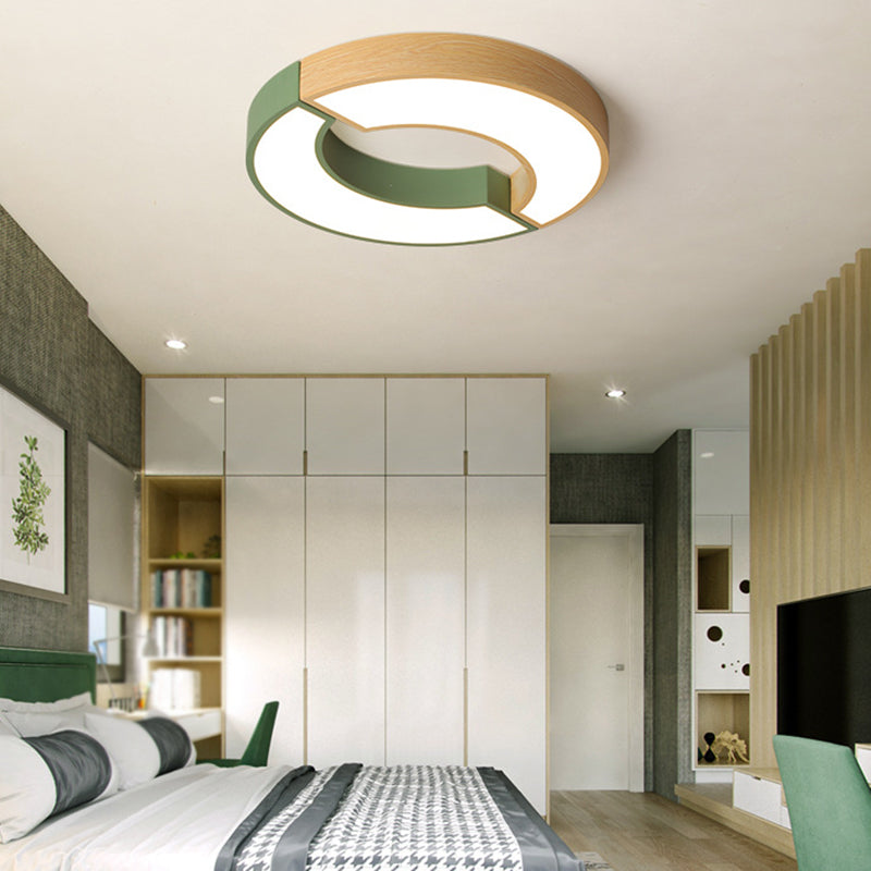 2 Light Circle Ceiling Light Modern Macaron Style Metal Ceiling Lighting for Bedroom