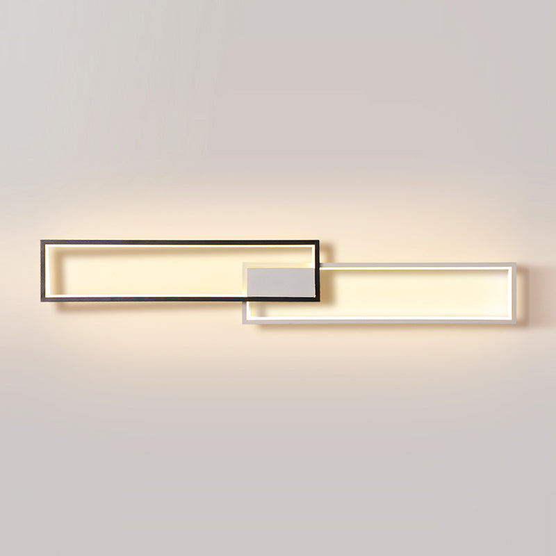 Modern Style Rectangular Shade Ceiling Light Metal 2-Light Ceiling Light for Restaurant