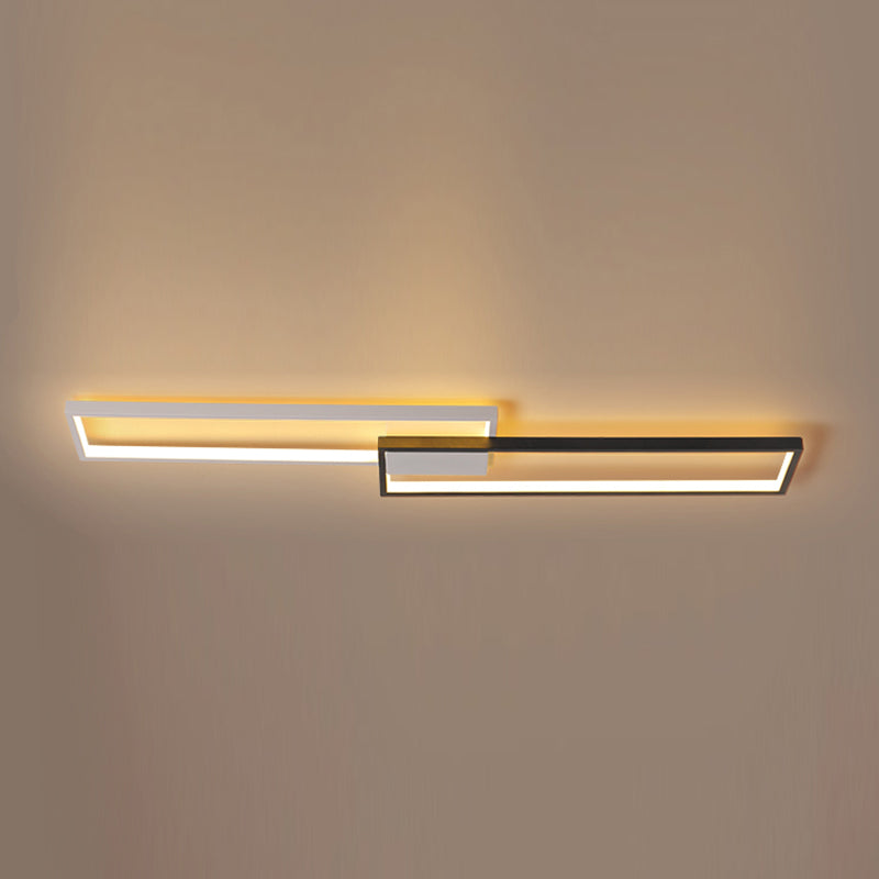 Lámpara de techo rectangular de estilo moderno, lámpara de techo de metal con 2 luces para restaurante