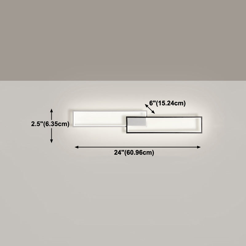 Modern Style Rectangular Shade Ceiling Light Metal 2-Light Ceiling Light for Restaurant