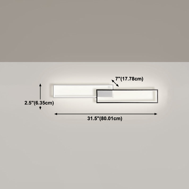 Modern Style Rectangular Shade Ceiling Light Metal 2-Light Ceiling Light for Restaurant