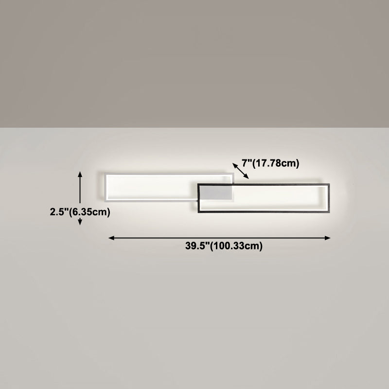 Modern Style Rectangular Shade Ceiling Light Metal 2-Light Ceiling Light for Restaurant