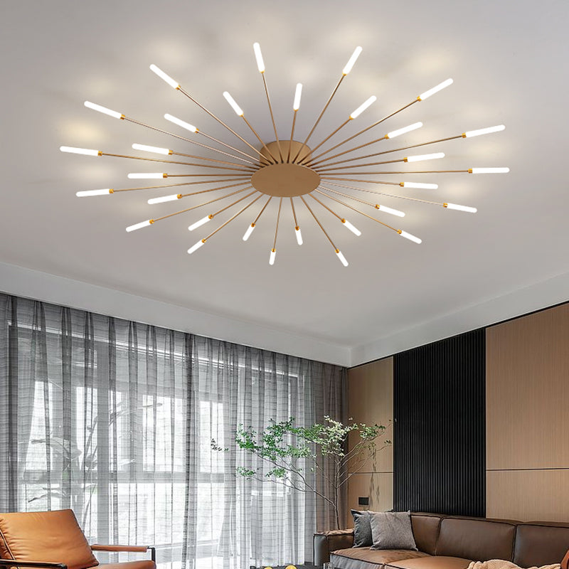 Modern Style Linear Shade Ceiling Lamp Metal 1 Headed Ceiling Lighting for Living Room