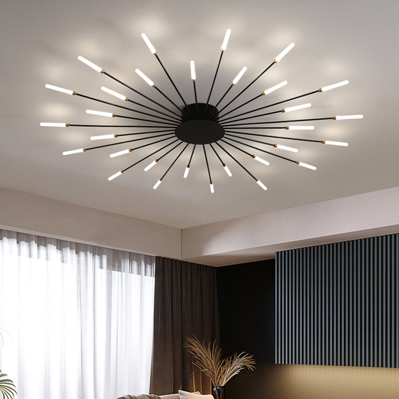 Style moderne Linear Shade Ceiling Lamp Metal 1 Headed Ceiling Lighting for Living Room