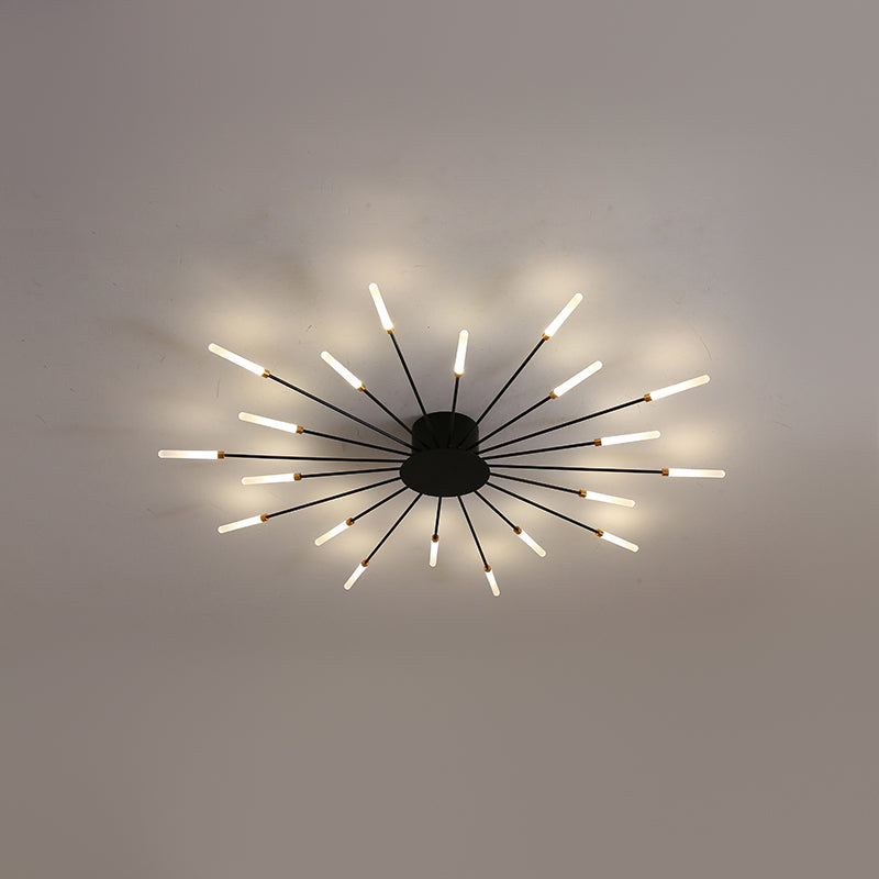 Modern Style Linear Shade Ceiling Lamp Metal 1 Headed Ceiling Lighting for Living Room