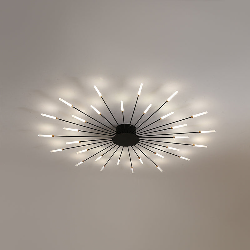 Moderne stijl lineaire schaduw plafondlamp metaal 1-koppige plafondverlichting voor woonkamer