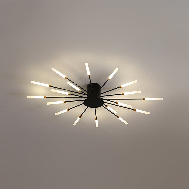 Moderne stijl lineaire schaduw plafondlamp metaal 1-koppige plafondverlichting voor woonkamer