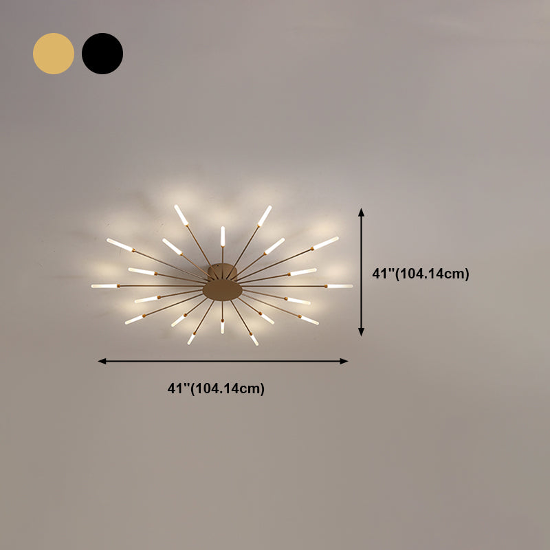 Modern Style Linear Shade Ceiling Lamp Metal 1 Headed Ceiling Lighting for Living Room