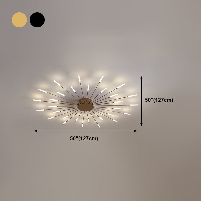 Modern Style Linear Shade Ceiling Lamp Metal 1 Headed Ceiling Lighting for Living Room