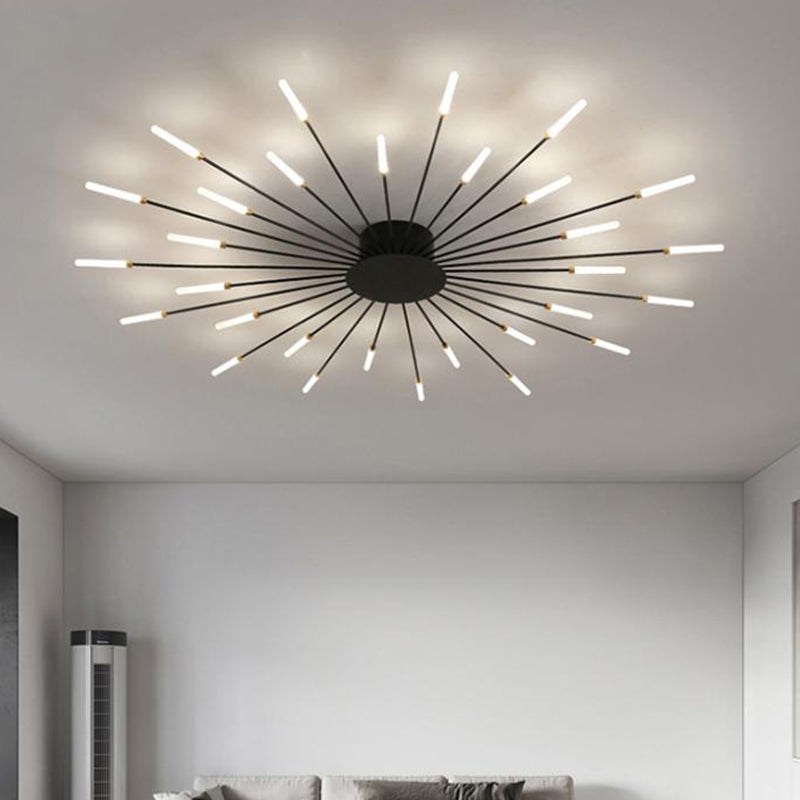 Modern Style Linear Shade Ceiling Lamp Metal 1 Headed Ceiling Lighting for Restaurant