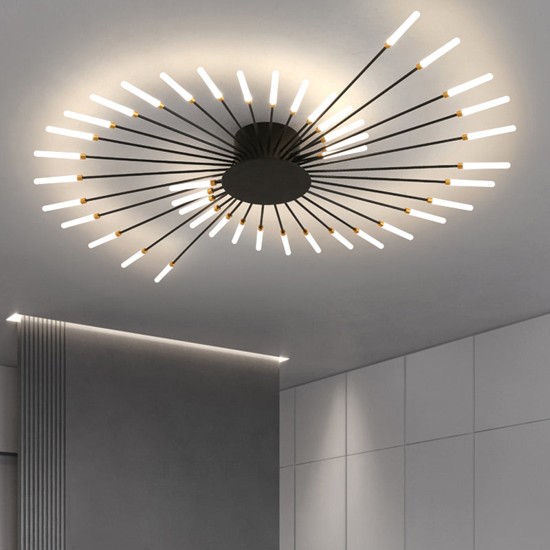 Modern Style Linear Shade Ceiling Lamp Metal 1 Headed Ceiling Lighting for Restaurant