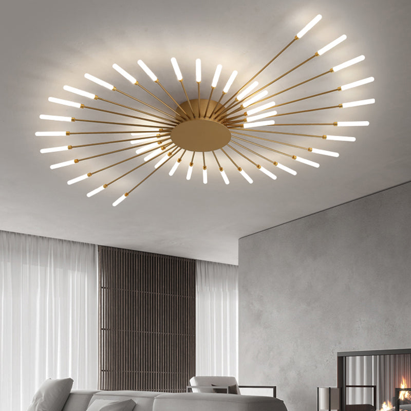 Modern Style Linear Shade Ceiling Lamp Metal 1 Headed Ceiling Lighting for Restaurant