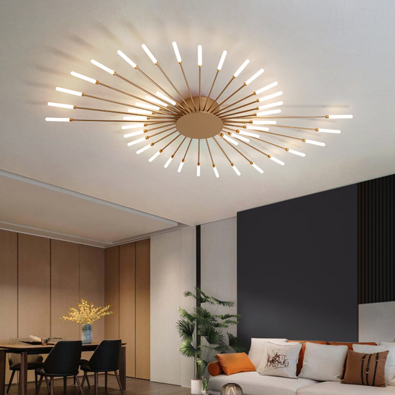 Modern Style Linear Shade Ceiling Lamp Metal 1 Headed Ceiling Lighting for Restaurant