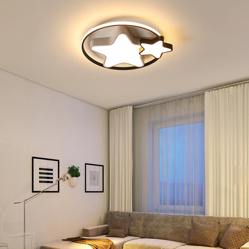 Star Shape LED Ceiling Lamp Modern Iron 3 Feux Flush Mount pour Bedroom