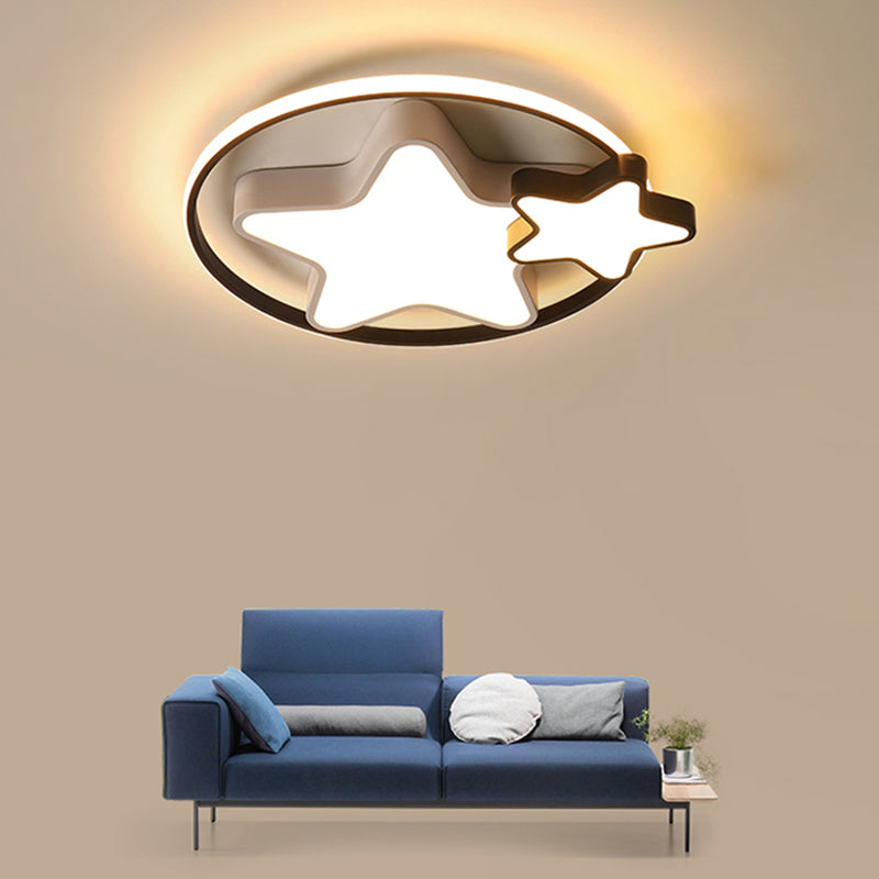 Star Shape LED Ceiling Lamp Modern Iron 3 Lights Flush Mount for Bedroom