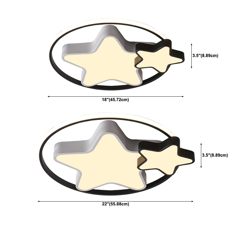 Lampada da soffitto a forma di stella LED Modern Iron 3 Lights Flush Mount per camera da letto