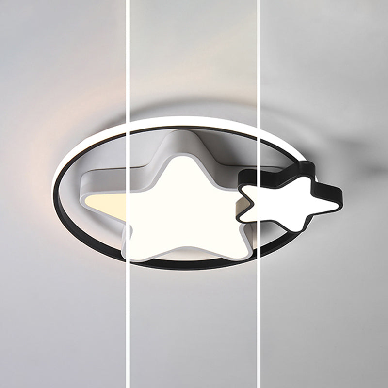 Star Shape LED Ceiling Lamp Modern Iron 3 Lights Flush Mount for Bedroom