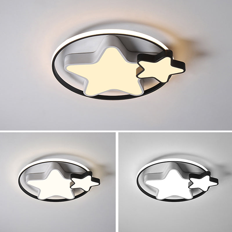 Star Shape LED Ceiling Lamp Modern Iron 3 Lights Flush Mount for Bedroom