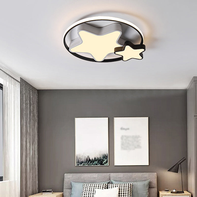 Star Shape LED Ceiling Lamp Modern Iron 3 Lights Flush Mount for Bedroom