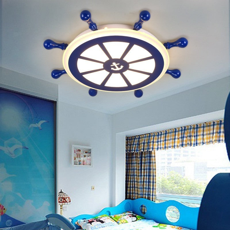 Round Shape LED Ceiling Lamp Kids Style Iron 1-Light Flush Mount for Bedroom