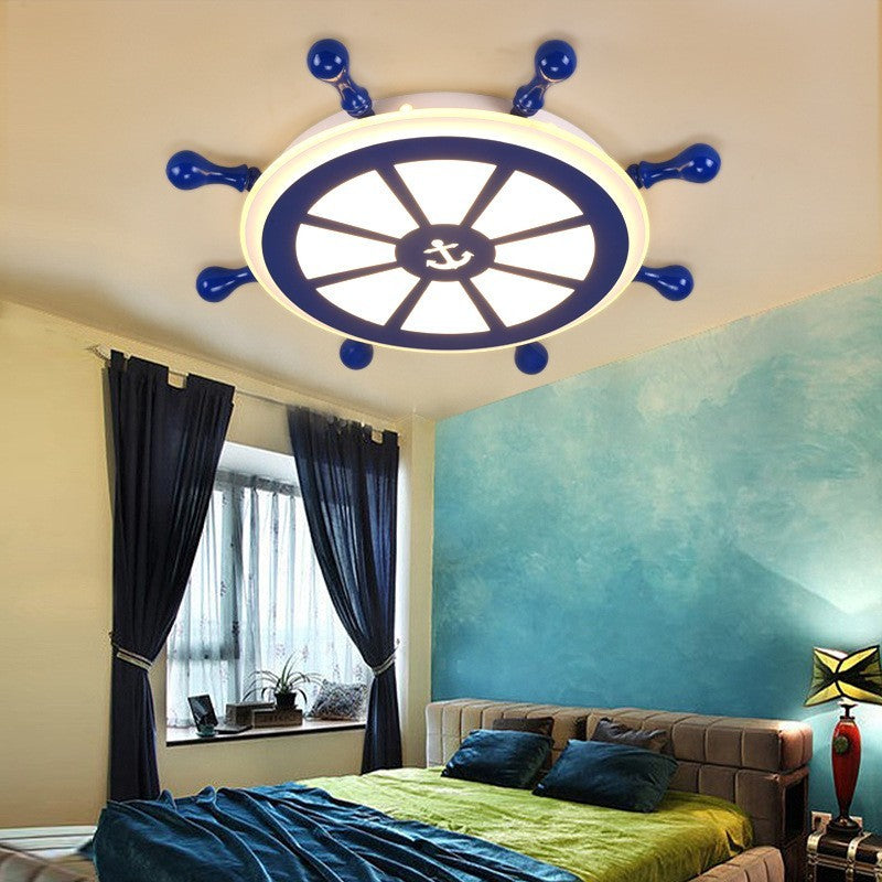 Round Shape LED Ceiling Lamp Kids Style Iron 1-Light Flush Mount for Bedroom