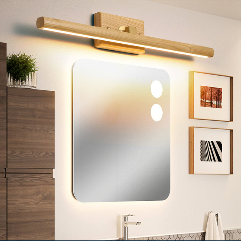 Madera de pared lineal apliques moderno 1 lámpara de espejo ligero luminato de montaje de pared