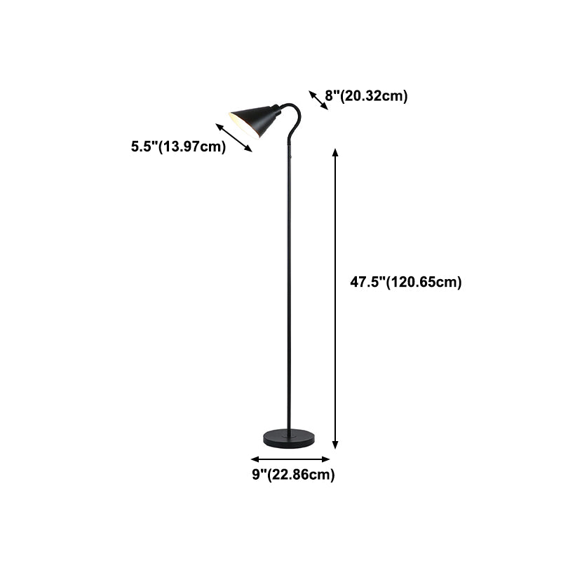 Contemporary Style Conical Shape Floor Lamp Metal Single Light Floor Lamp