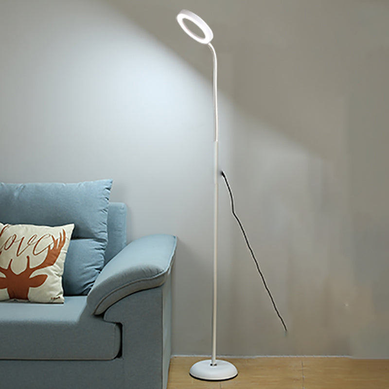 Modern Style Circle Shape Floor Lamp Metal 1-Light Floor Lamp