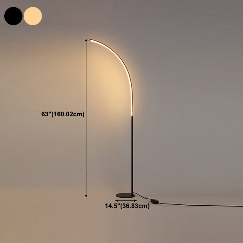 Curved Floor Light Fixtures Modern Style Metal 1 Light Floor Light for Bedroom