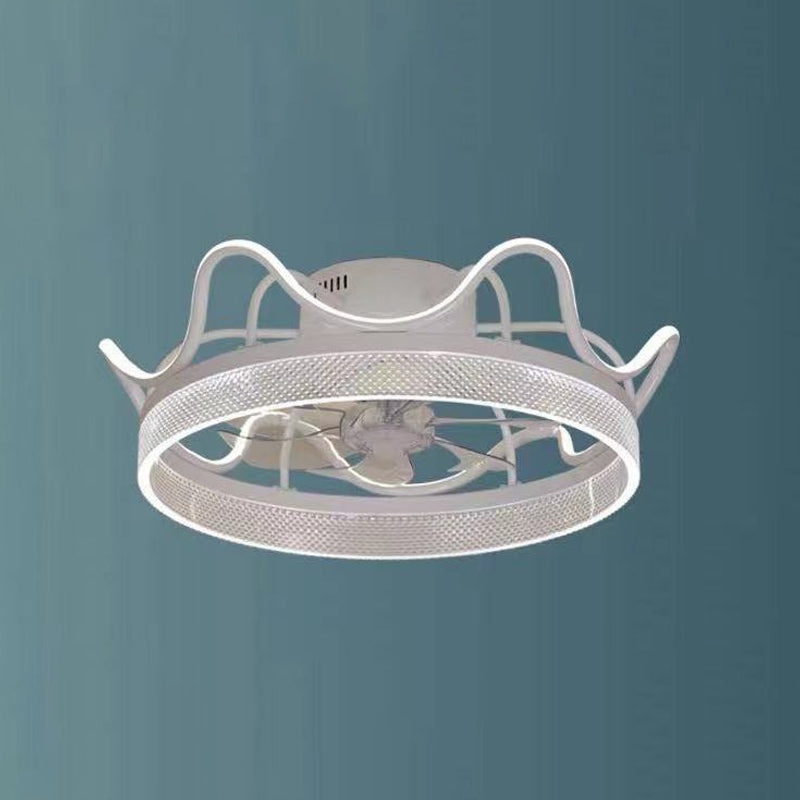 Circle Metal Ceiling Fan Lamp Modern Style LED Ceiling Light Fixture for Bedroom