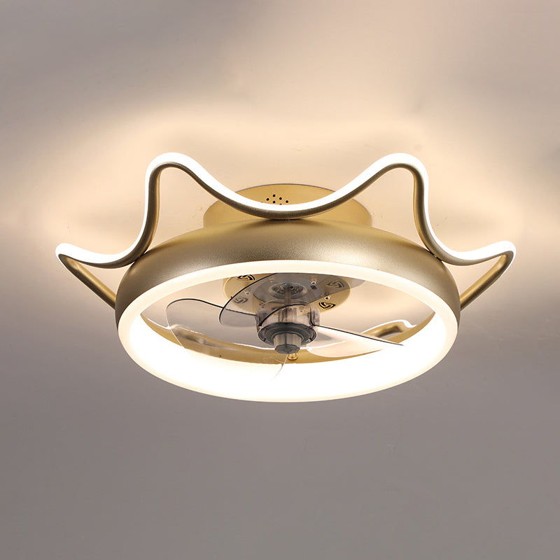 Circle Metal Ceiling Fan Lamp Modern Style LED Ceiling Light Fixture for Bedroom