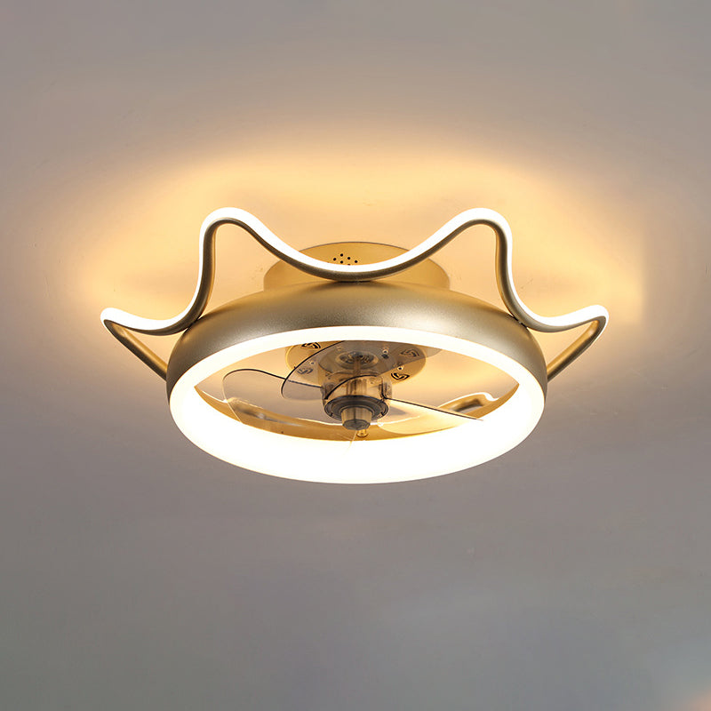 Circle Metal Ceiling Fan Lamp Modern Style LED Ceiling Light Fixture for Bedroom