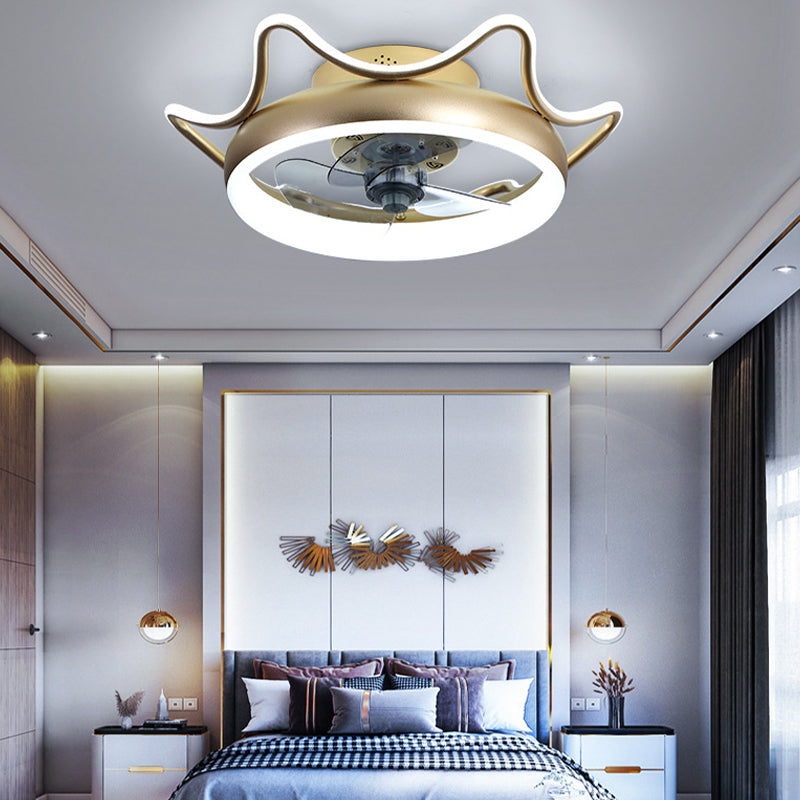 Circle Metal Ceiling Fan Lamp Modern Style LED Ceiling Light Fixture for Bedroom