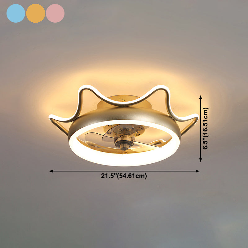 Circle Metal Ceiling Fan Lamp Modern Style LED Ceiling Light Fixture for Bedroom